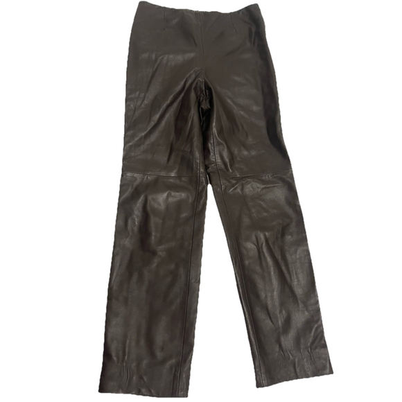 Dana Buchman Petite Women's 100% Lambskin Leather Pant Size 6 Brown/Black Soft - Picture 1 of 6